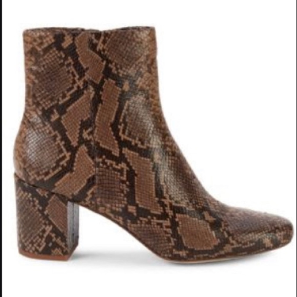 Heather III Snakeskin-Embossed Leather Booties